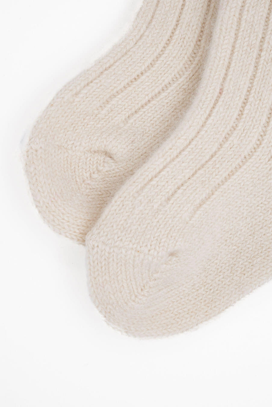 Detail of cashmere baby socks, 0–12 months, from the Eeltei Baylag cooperative in Mongolia.