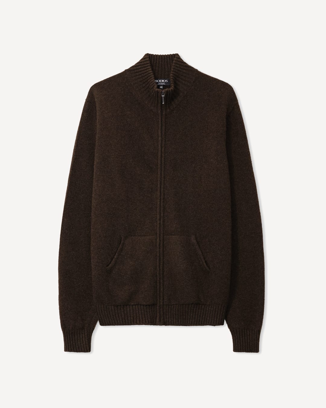 Khangai cardigan i yakuld, farve Natural dark brown, fotograferet liggende
