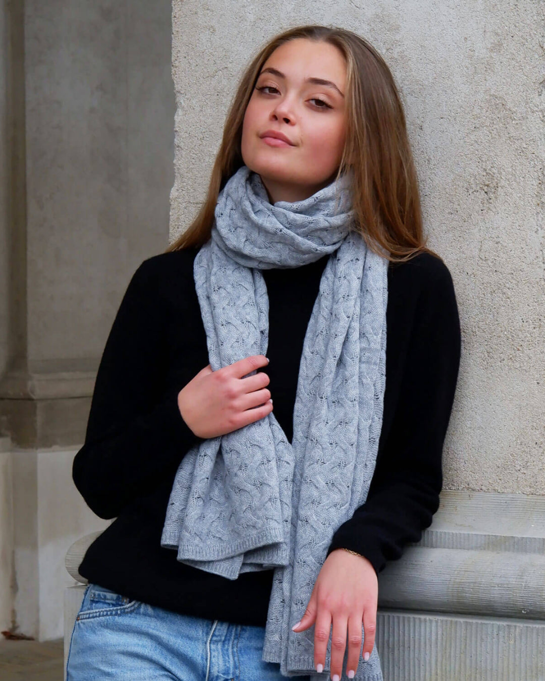 Cashmere tørklæde, mønsterstrik