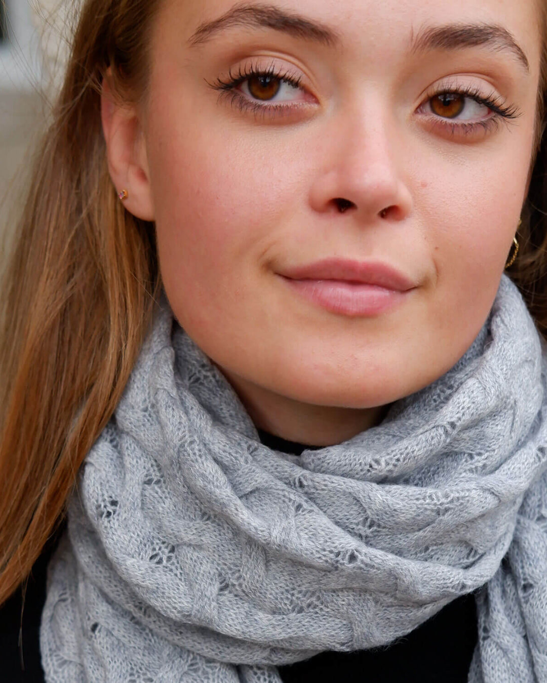 Cashmere tørklæde, mønsterstrik