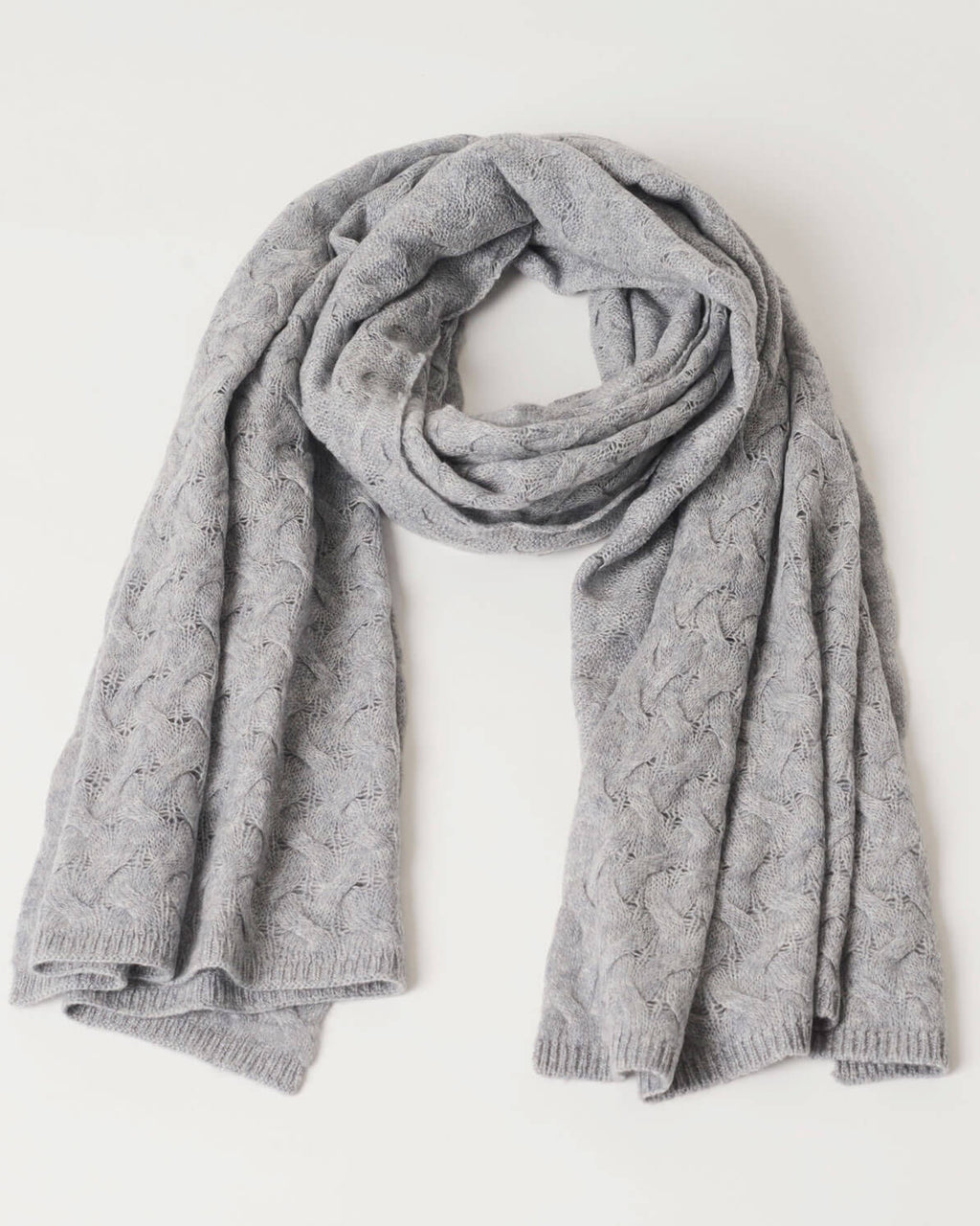 Undarmaa's mønsterstrikkede cashmere tørklæde i lys grå