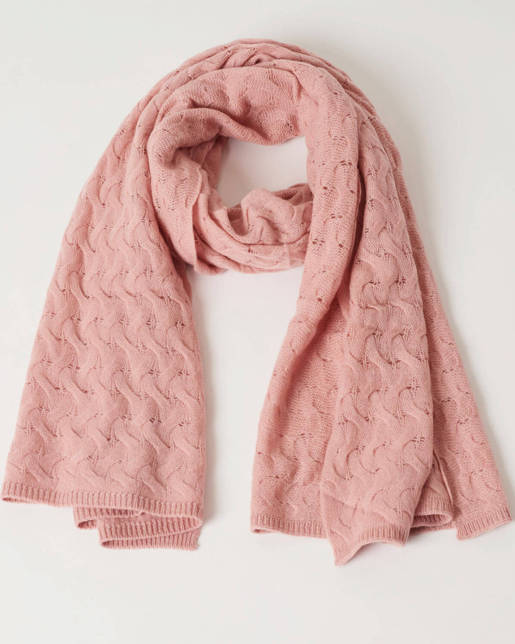 Undarmaa's mønsterstrikkede cashmere tørklæde i rosa