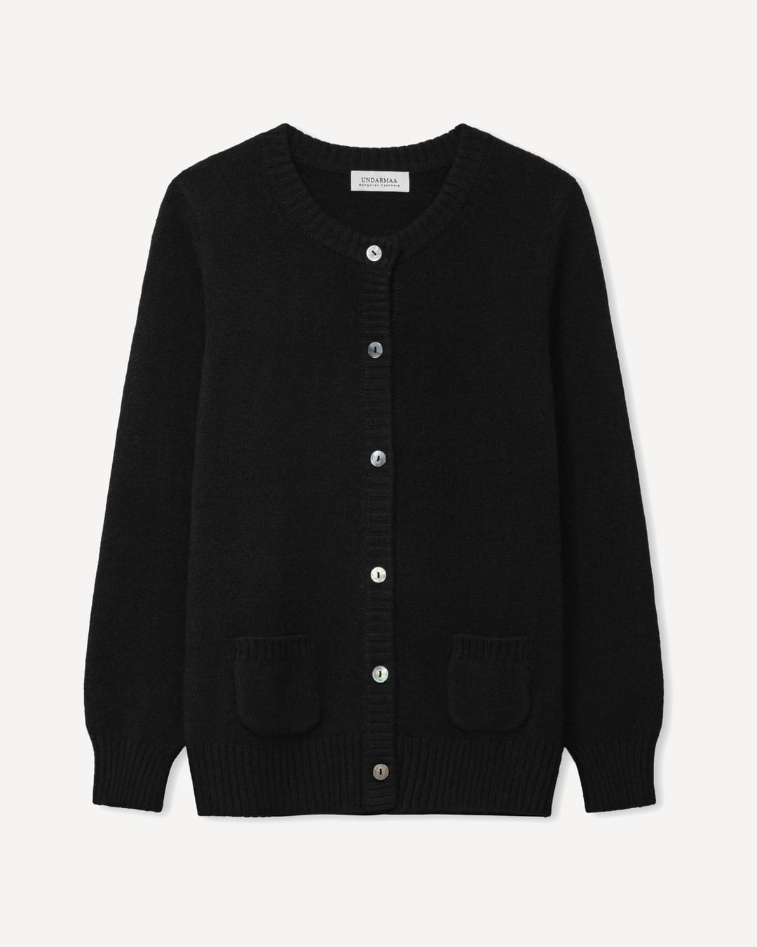 Chimeg cardigan i cashmere, farve Black, fotograferet liggende