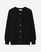 Chimeg cardigan i cashmere, farve Black, fotograferet liggende
