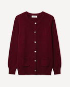 Chimeg cardigan i cashmere, farve Bordeaux, fotograferet liggende