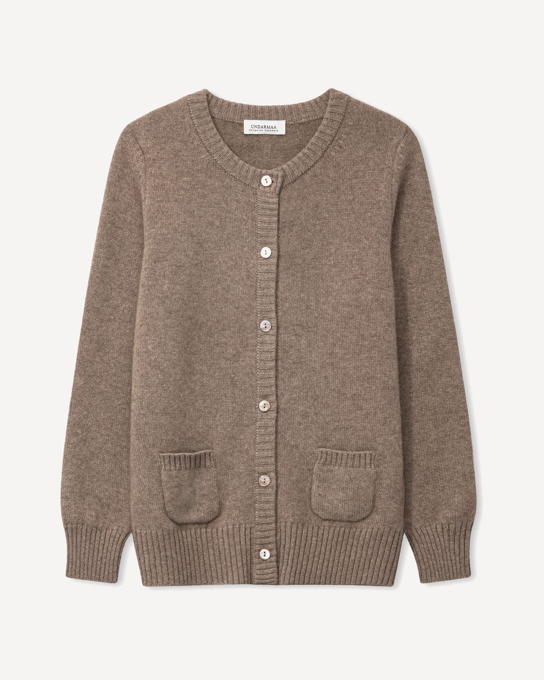 Chimeg cardigan i cashmere, farve Natural taupe, fotograferet liggende