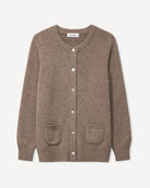 Chimeg cardigan i cashmere, farve Natural taupe, fotograferet liggende