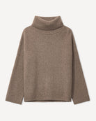 Davaa rullekrave i cashmere, farve Natural taupe, fotograferet liggende