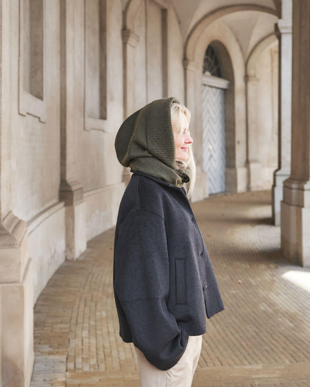 Munkh kasjmirskjerf med hette