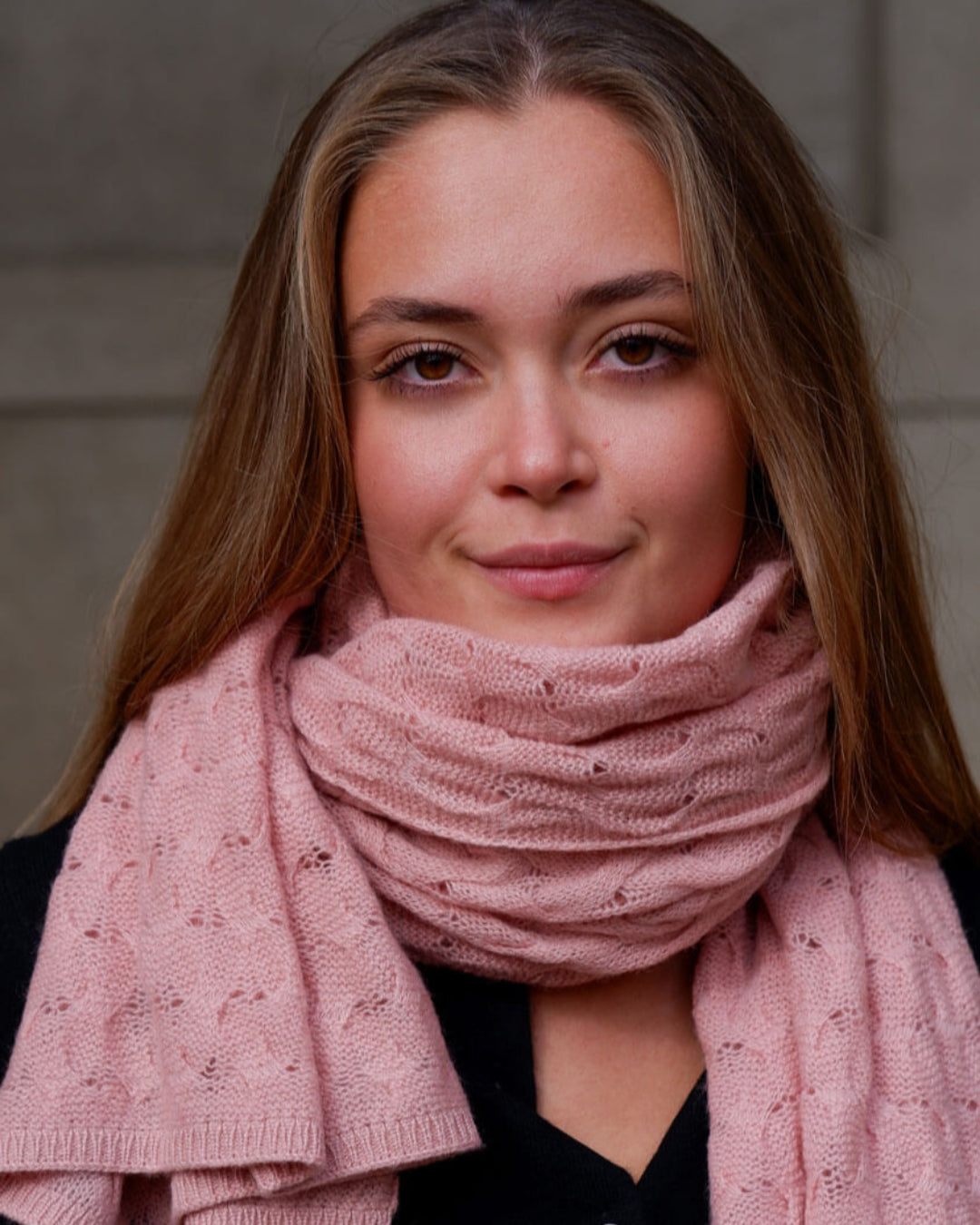 Cashmere tørklæde, mønsterstrik