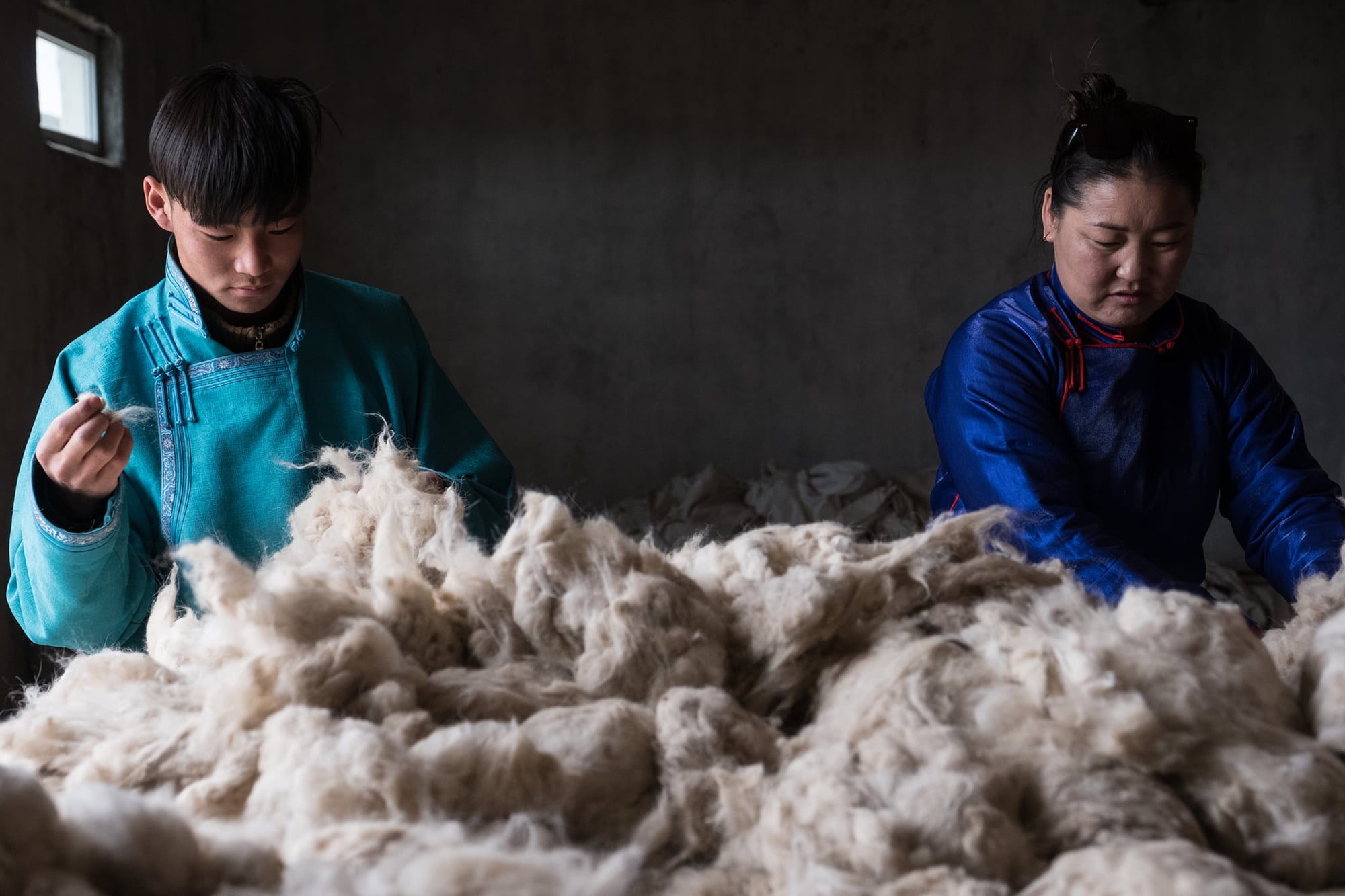 Sortering af rå cashmere hos Eeltei Baylag