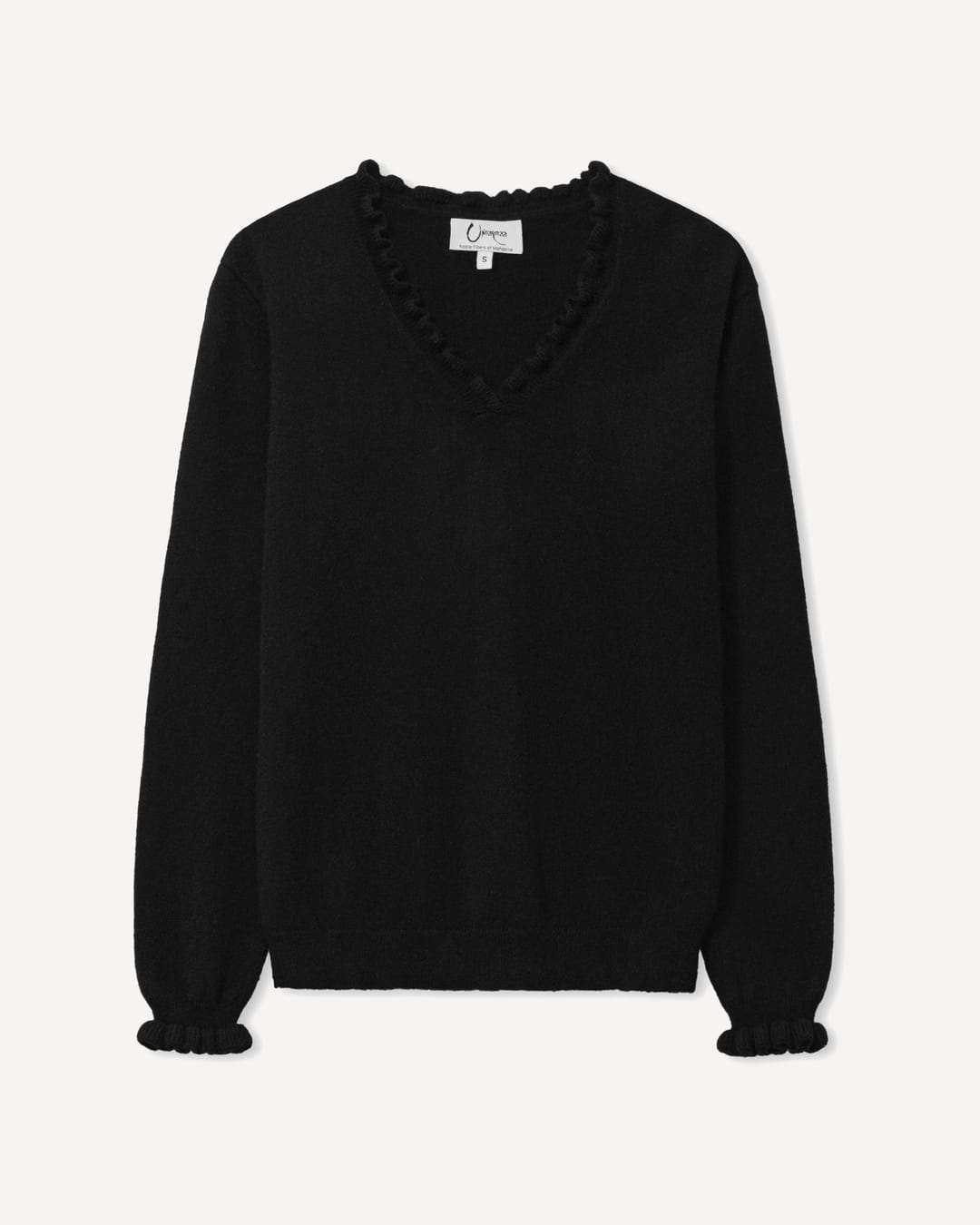 Oyu bluse i cashmere, farve Black, fotograferet liggende