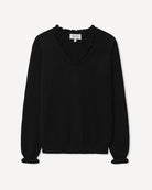 Oyu bluse i cashmere, farve Black, fotograferet liggende