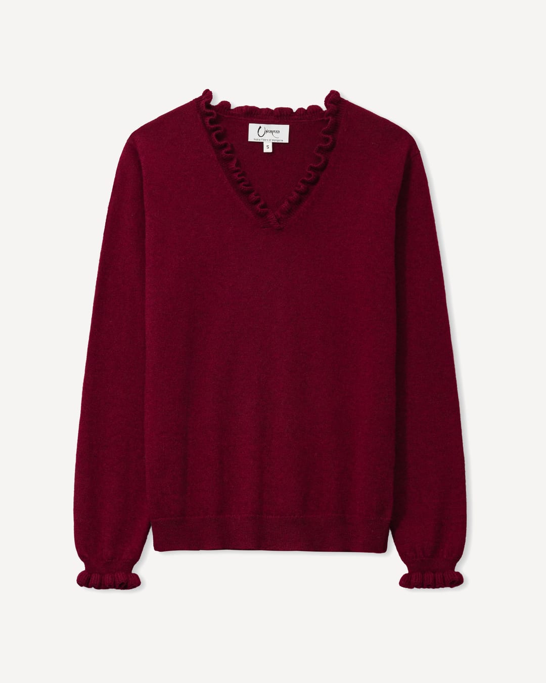 Oyu bluse i cashmere, farve Bordeaux, fotograferet liggende