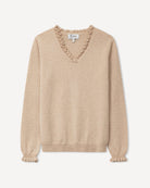 Oyu bluse i cashmere, farve Natural sand, fotograferet liggende