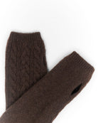 Yakuld håndledsvarmere i mørk dark brown, for- og bagside.