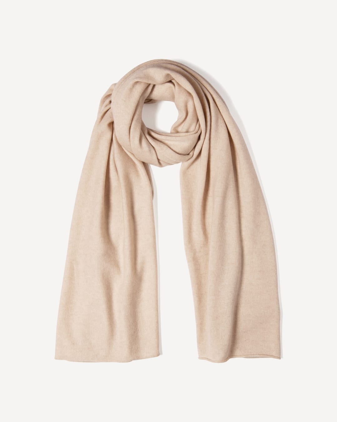 Yargui naturfarvet tørklæde i cashmere, farve Natural sand, fotograferet liggende