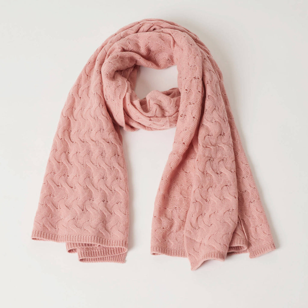 Undarmaa's mønsterstrikkede cashmere tørklæde i rosa